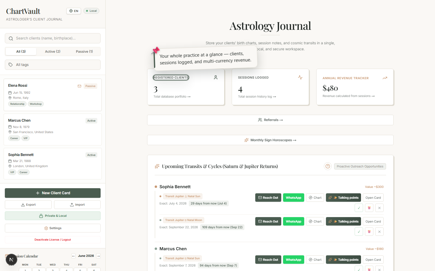 ChartVault — dashboard