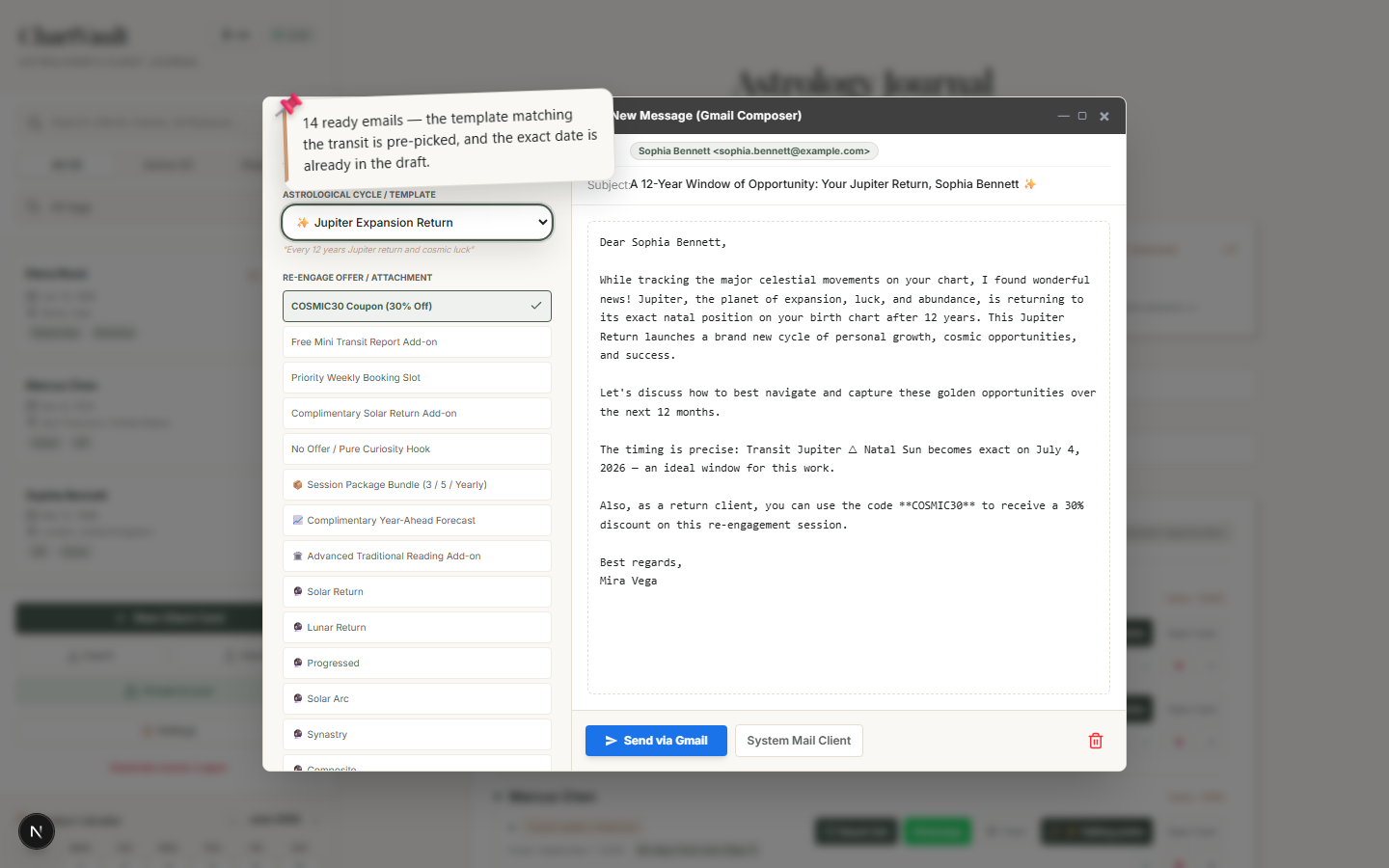 ChartVault — reengage modal