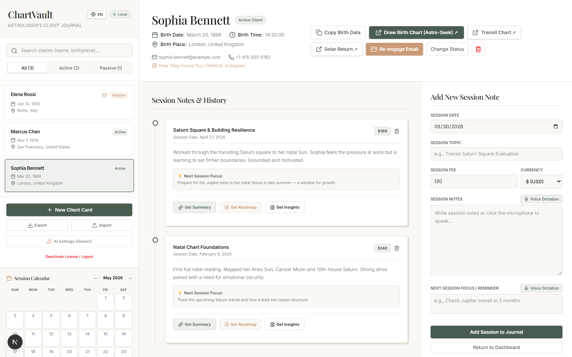 ChartVault — client detail