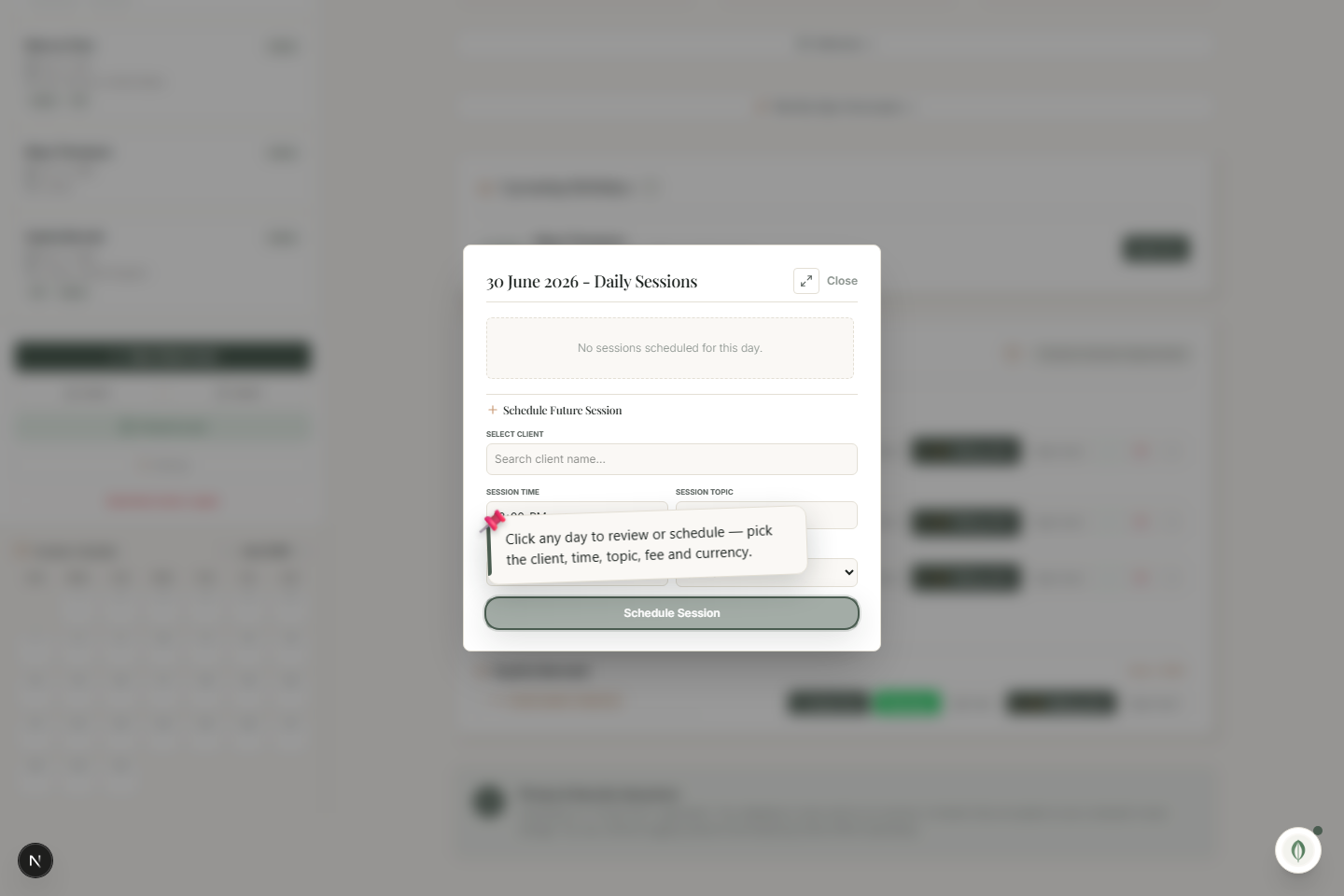 ChartVault — calendar modal