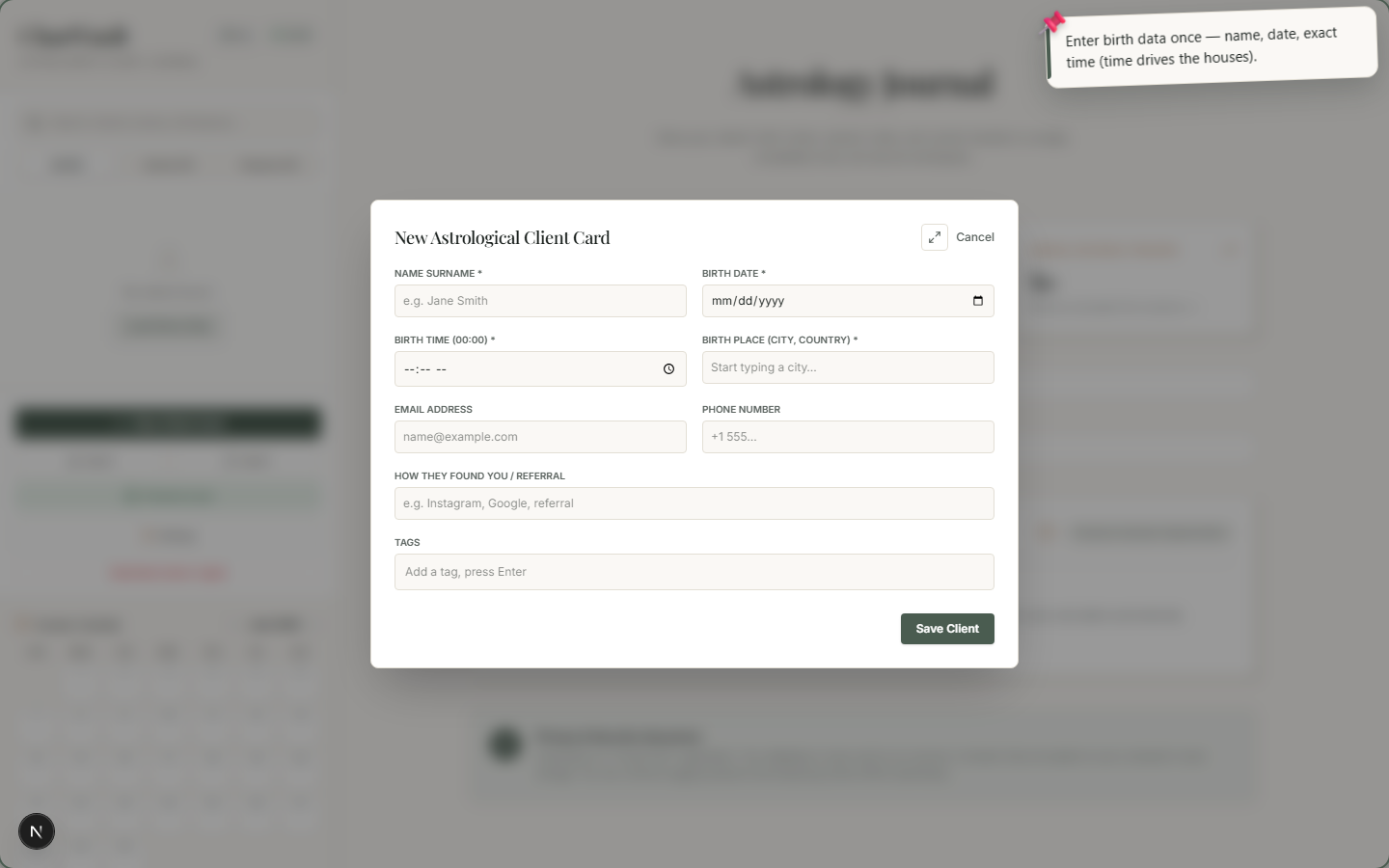 ChartVault — add client